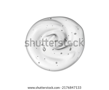 Liquid gel or beauty serum drop. Transparent cosmetic skincare product swatch with bubbles texture isolated on white.