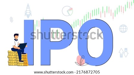 IPO Initial Public Offering Money Investment for Business with Coin Investment Opportunity Make Profit from New Stock Concept Trader Trading IPO with Bullseye Target Company go Public in Stock Market