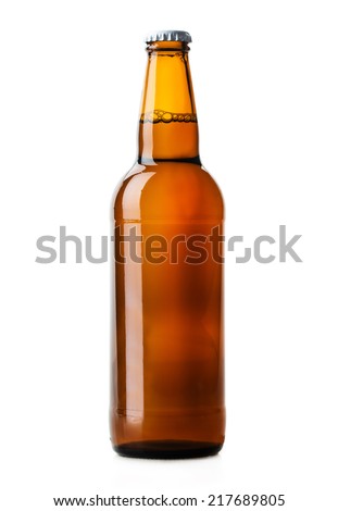 beer bottle brown isolated on white background Royalty-Free Stock Photo #217689805