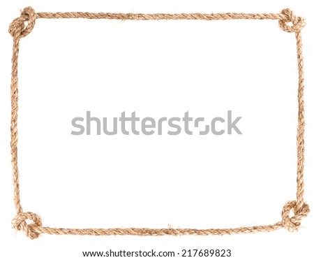rope knot frame solated on white background Royalty-Free Stock Photo #217689823