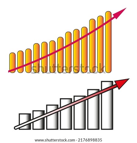 Arrow graph. Growth stock diagram financial graph. Vector illustration. Stock image. 