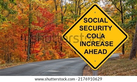Social Security Cola Increase Ahead Caution Sign - Autumn Background