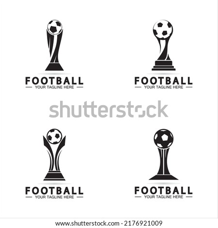 Football or Soccer Championship Trophy Logo Design vector  icon template. Champions football trophy for winner award 