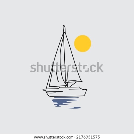 traditional boat vector line art design, suitable use for symbol, sign, or element design to describe sea and boat