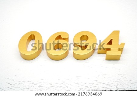  Number 0694 is made of gold painted teak, 1 cm thick, laid on a white painted aerated brick floor, visualized in 3D.                                                