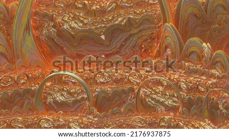 Abstract Computer generated Fractal design. 3D Aliens Illustration of a Beautiful infinite mathematical mandelbrot set fractal abstract lava background Royalty-Free Stock Photo #2176937875