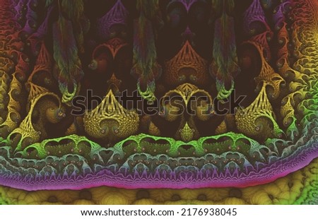 3D Illustration of a Beautiful infinite mathematical mandelbrot set fractal. Royalty-Free Stock Photo #2176938045