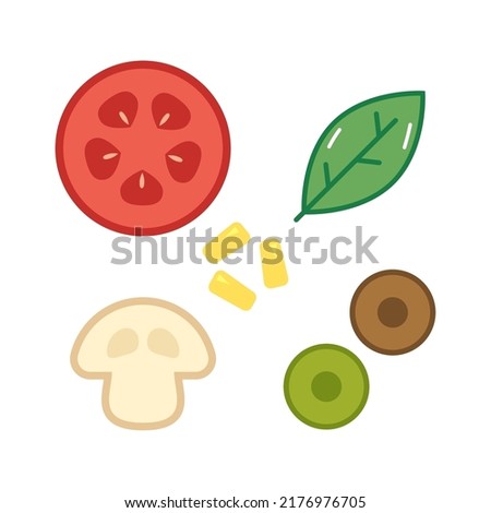 Pizza ingredients icon vector. "Build your own pizza", a set that contains all the necessary ingredients. Royalty-Free Stock Photo #2176976705