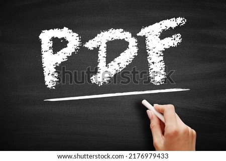 PDF - Portable Document Format acronym, technology concept on blackboard