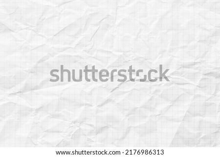 white crumpled paper texture background, checkered notebook sheet