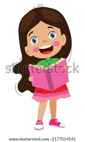 happy and cute girl student reading a book