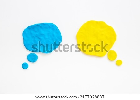 Text speech bubble made of plasticine. Messengers and social networks concept