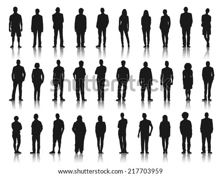 Silhouettes of Business People in a Row Royalty-Free Stock Photo #217703959
