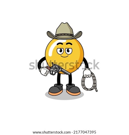 Character mascot of egg yolk as a cowboy , character design