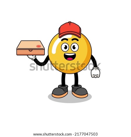 egg yolk illustration as a pizza deliveryman , character design