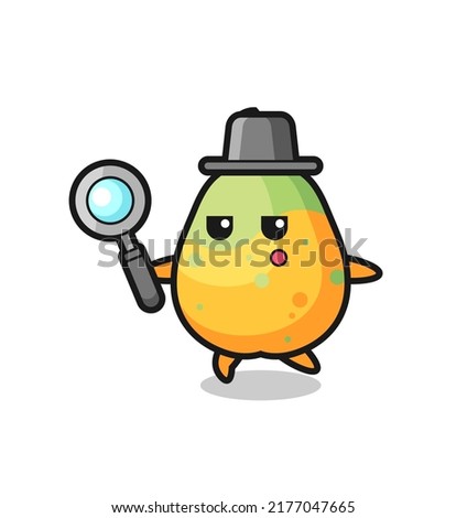 papaya cartoon character searching with a magnifying glass , cute style design for t shirt, sticker, logo element