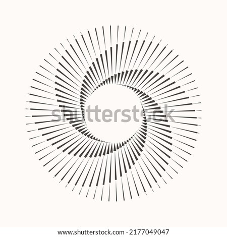 Spiral with lines in circle as endless symbol. Abstract geometric art line background, logo, icon or tattoo. Royalty-Free Stock Photo #2177049047