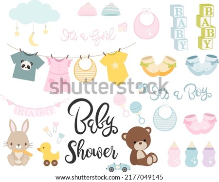 Sweet baby shower girl or boy or gender neutral clipart set