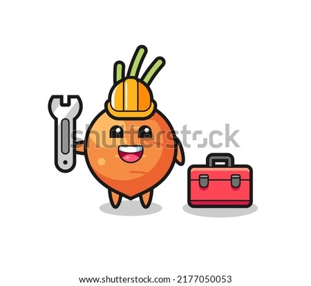 Mascot cartoon of carrot as a mechanic , cute style design for t shirt, sticker, logo element