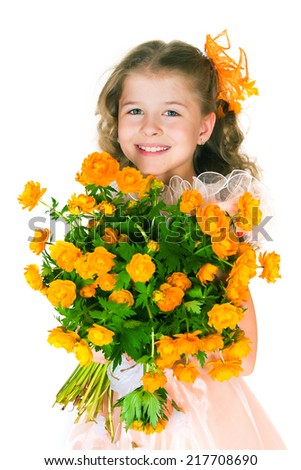 Image of the beautiful girl and wild flowers 