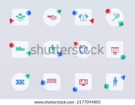 sport glass morphism trendy style icons. sport transparent glass color vector icon with color figures. for web and ui design, mobile apps and promo business advertising