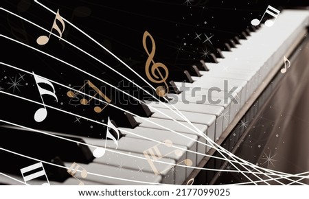 A black piano on a black background - classical music