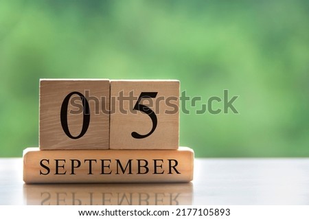 September 5 calendar date text on wooden blocks with copy space for ideas or text. Copy space and calendar concept Royalty-Free Stock Photo #2177105893