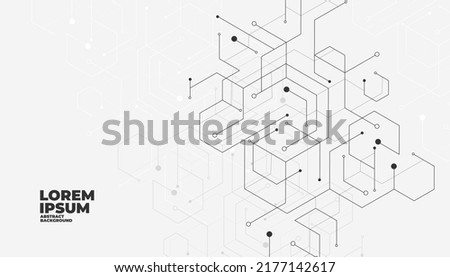 Abstract geometric dots connection on white background. Abstract hexagon technology connect for concept design.  Royalty-Free Stock Photo #2177142617