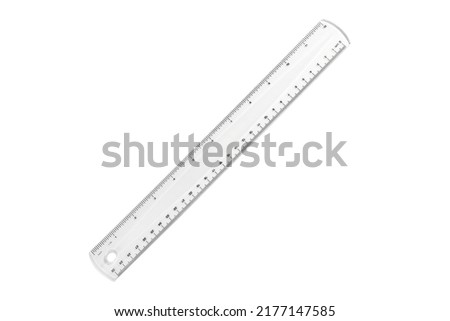 School ruler 30 cm, 12 inches. Ruler set 30 cm 12 inches. Measuring tool. Line scale. Mesh cm, inch. Size indicator blocks. Metric centimeter, inch size indicators. Measuring scale, mockup for rulers.