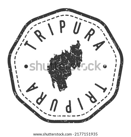 Tripura, India Map Stamp Retro Postmark. Silhouette Postal Passport. Seal Round Vector Icon. Badge Vintage Postage Design.