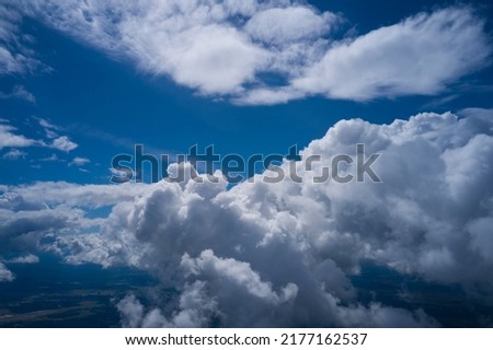 Blue sky and clouds from the windows of airplane