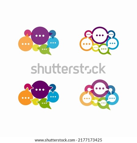 brain chat abstract logo set