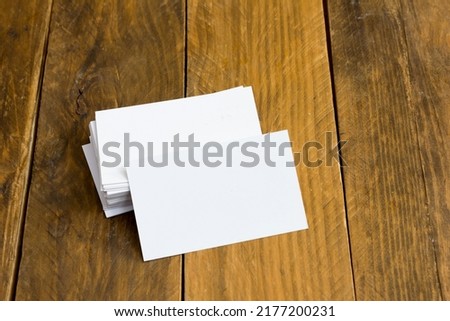 View of a set of white cards for invitations, office, notes, business cards. Copy space.