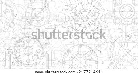 Engineering industrial background.Technical drawing .Technology banner.Vector illustration . Royalty-Free Stock Photo #2177214611