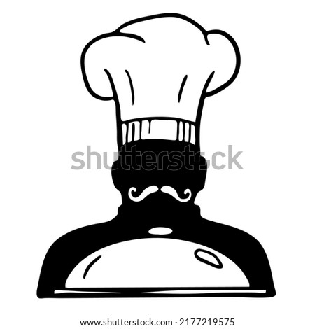 A person in chef uniform. Chef icon. Vector graphic illustration on white background for logotype, menu, cooking book, culinary courses design.