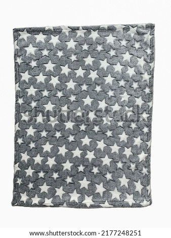 blanket for cats and dogs of gray color with a long pile and patterns of stars photo on a white background. for advertising and banners