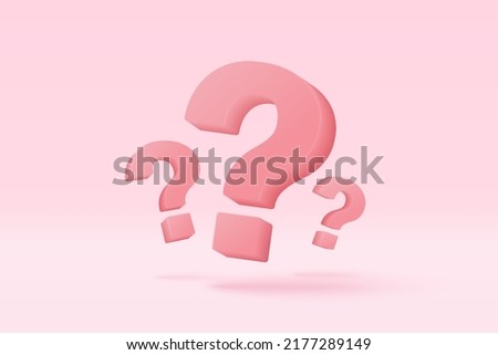 3d question mark icon sign or ask FAQ and QA answer solution information. Have a question, question answer sign or problem with cartoon minimal style concept. 3d icon vector rendering illustration Royalty-Free Stock Photo #2177289149