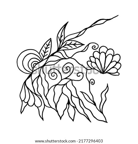 Paisley graphic ornament. Hand drawn stylized paisley indian pattern. Artistic creative composition.