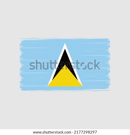 Saint Lucia Flag Brush Strokes. National Flag