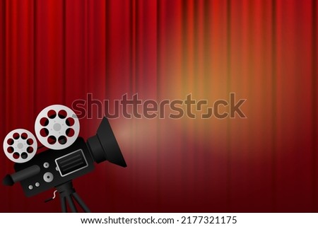 Movie projector, Retro cinema. Cinematography festival. Movie time. Vector illustration. Royalty-Free Stock Photo #2177321175