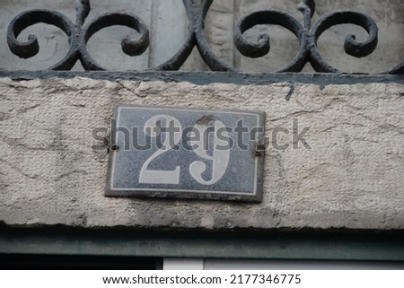 number 29 on a house in Lisbon - Lisboa - the capital of Portugal, September 10, 2018