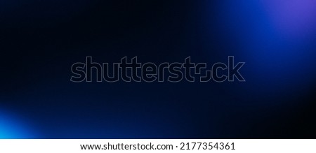 Defocused light flare. Blur glow banner. Cyber illumination. Bokeh neon navy blue black color gradient on dark night modern decorative abstract copy space background. Royalty-Free Stock Photo #2177354361