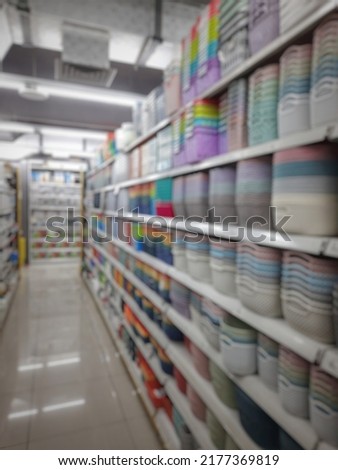 defocused abstract background of plastic store. blurred background