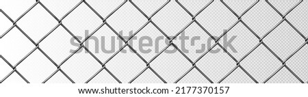 Metal fence mesh, pattern of steel wire grid isolated on white transparent background. Vector realistic background with 3d aluminum grate for jail enclosure, safety barrier, cage Royalty-Free Stock Photo #2177370157