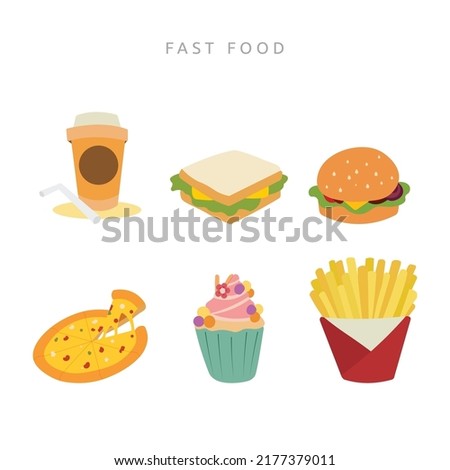Fast Food Sandwich Burger Pizza Drink Cake Set