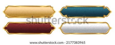 luxury golden arabic islamic text box title frame border set with ornamental illustration Royalty-Free Stock Photo #2177383965