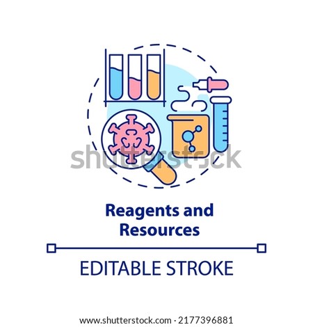 Reagents and resources concept icon. Pandemic preparedness preclinical research abstract idea thin line illustration. Isolated outline drawing. Editable stroke. Arial, Myriad Pro-Bold fonts used
