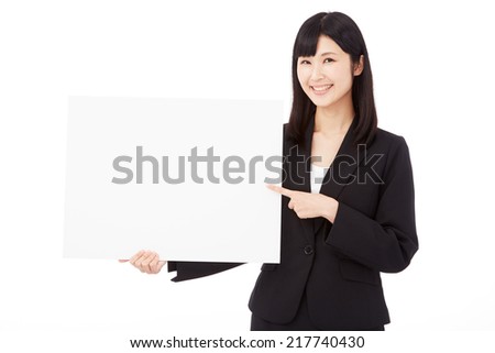 smiling businesswoman with Bulletin Board