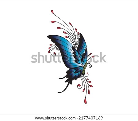 Blue butterfly flying vector design