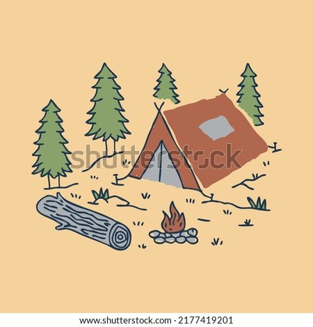 Camping and bonfire graphic illustration vector art t-shirt design